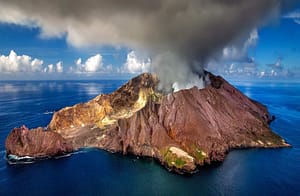An erupting Island Volcano.